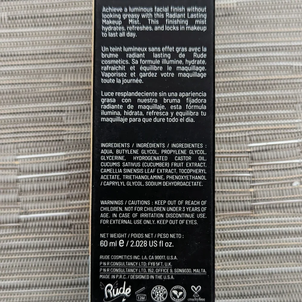RUDE Radiant Lasting Makeup Mist